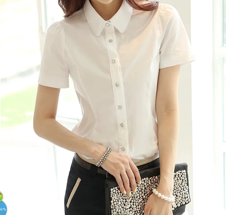 Gkfnmt Blusa Feminina модные женские белые офисные блузки шифоновая Повседневная рубашка