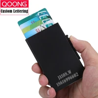 qoong automatic pop up id credit card holder hand push men women business safe aluminum antimagnetic purse card case kh1 031