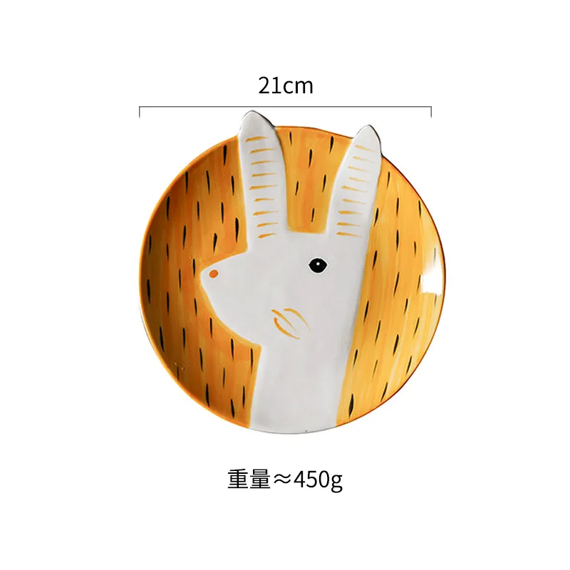 rabbit (large) Креативный стейк для завтрака, детская тарелка с фруктами, 6 или 8 дюймов, ручная роспись, посуда с животными, мультяшная керамика, WF704157 - Цвет: rabbit (large)