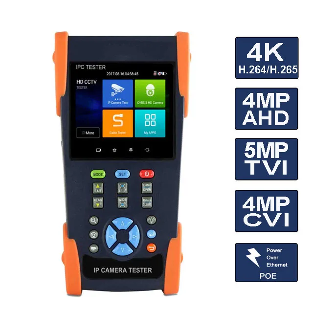 3 5 дюймов IP камера тестер аналоговых камер безопасности CCTV с RJ45 TDR POE 4K H.265 ONVIF