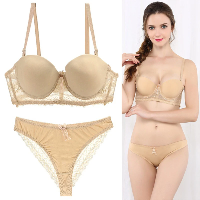 Пикантные под проволоки 1/2 стакана Твердые Push Up Bra Set нейлон Модные Качественные