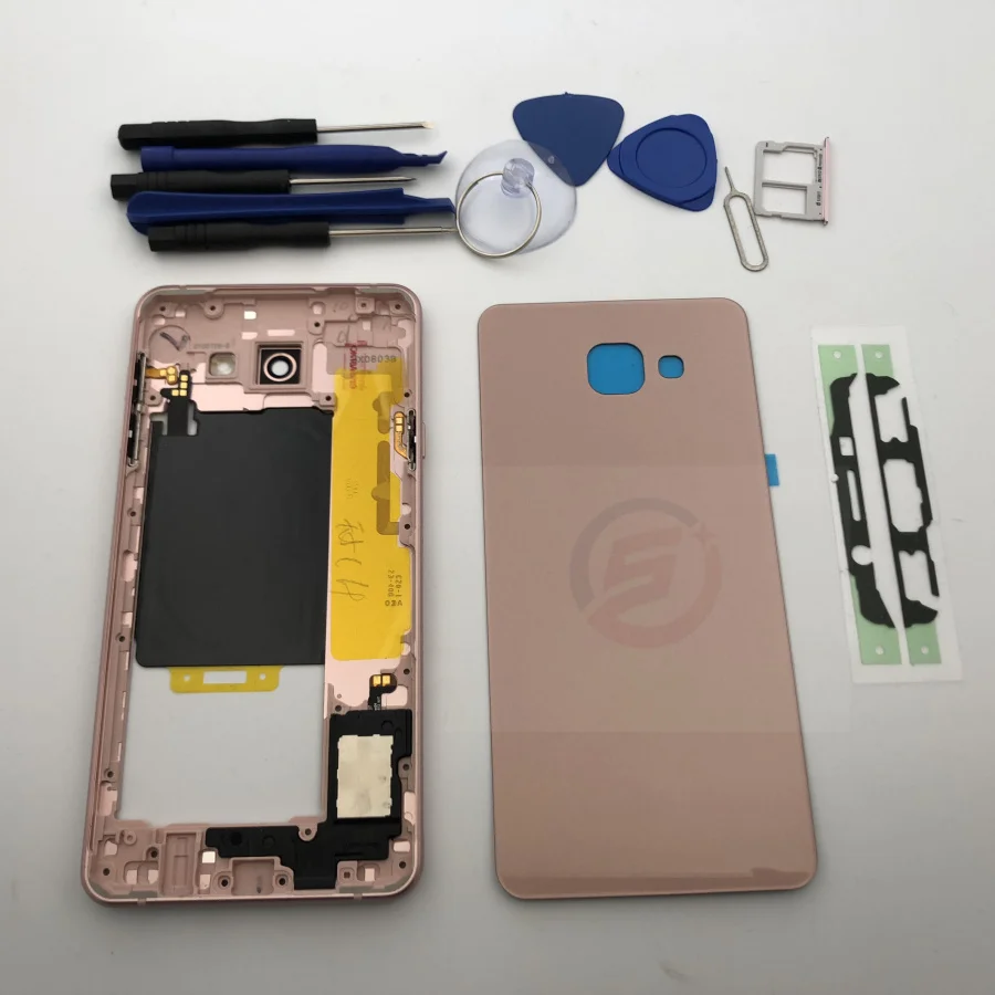 Полный корпус средняя рамка + задняя крышка для Samsung Galaxy A7 A710 A710F детали в