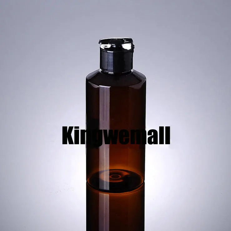 

Wholesale 300pcs/lot Capacity 150ml Empty PET Brown Bottle with Black Press Lids For Lotion or Cosmetic Packaging XCI38