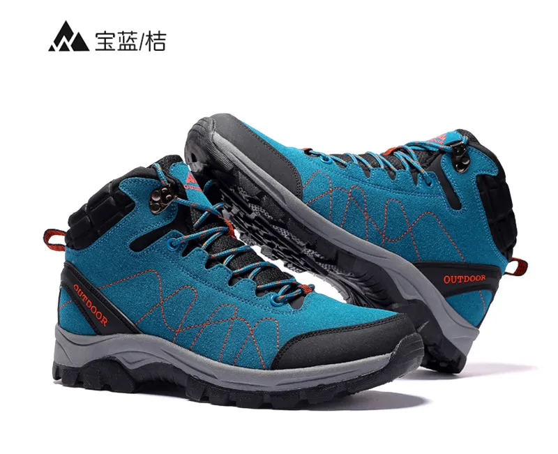 Sneakers Women Waterproof Leather Hiking Shoes Men Warm Velvet Female Outdoor Sport Shoes Trekking Mountain Climbing Suede Boots