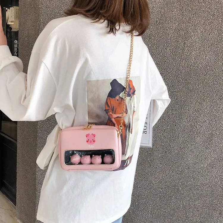 Летние новые модные сумки для женщин pu кожаные сумки женские повседневные Мультяшные цепи женская сумка-мессенджер сумки на плечо
