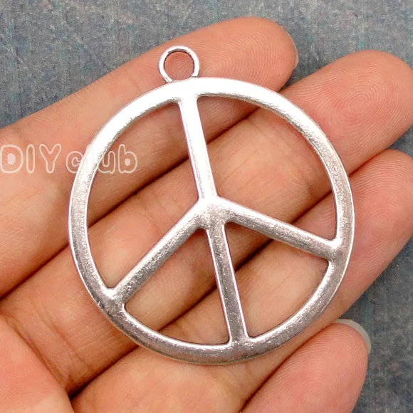 20pcs Peace амулеты античное серебро Большая подвеска &quotзнак мира&quot Подвеска 47x42