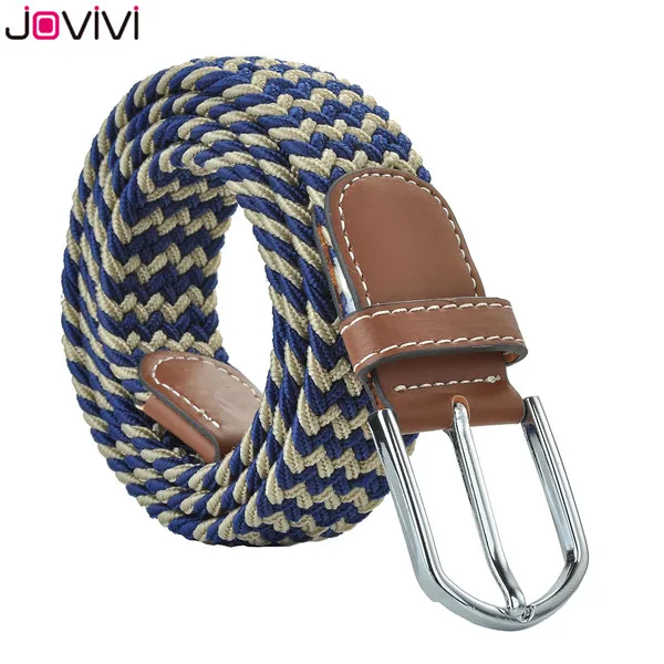 Jovivi последний стиль 1 шт. повседневные мужские и женские тканевые Плетеный растягивающийся ремень с пряжкой эластичный пояс для гольфа подарок на день рождения - Цвет: 1x Mix Color6 105cm