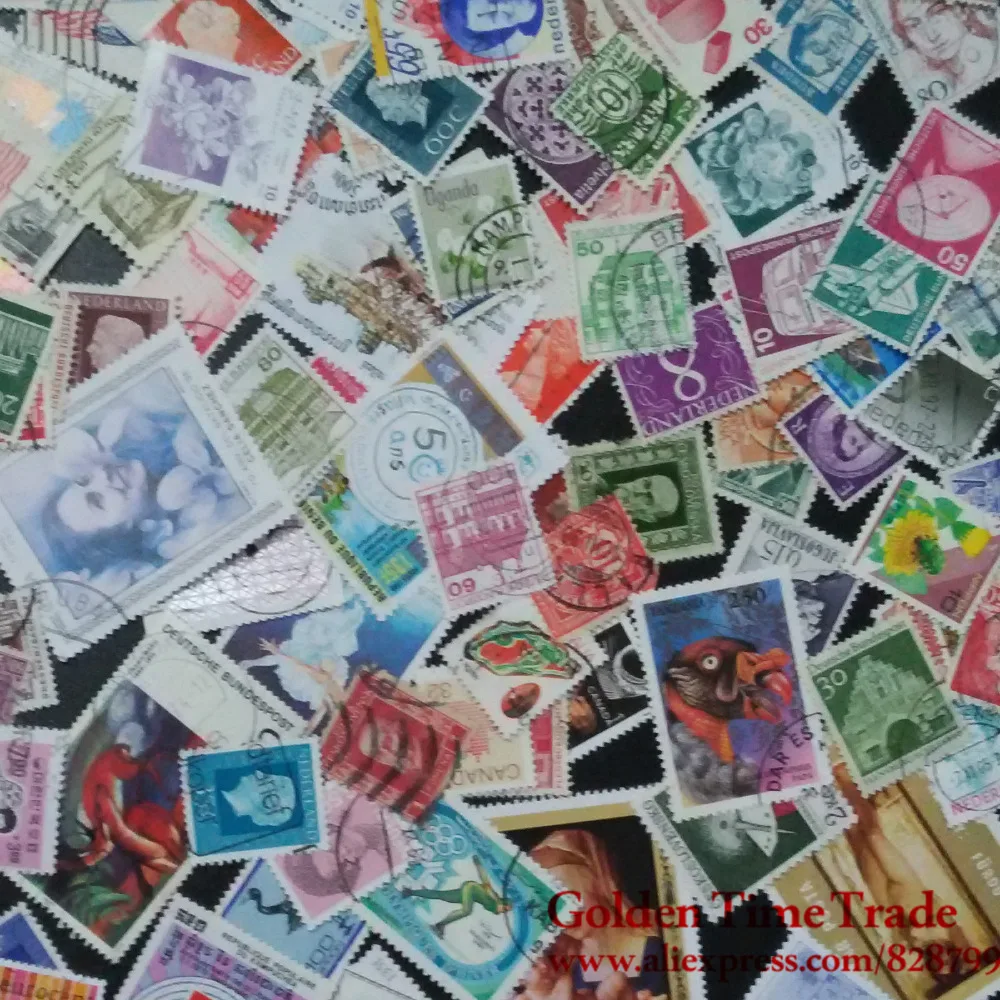

100 PCS / Lot World Wide Postage Stamps With Post Mark For Collection