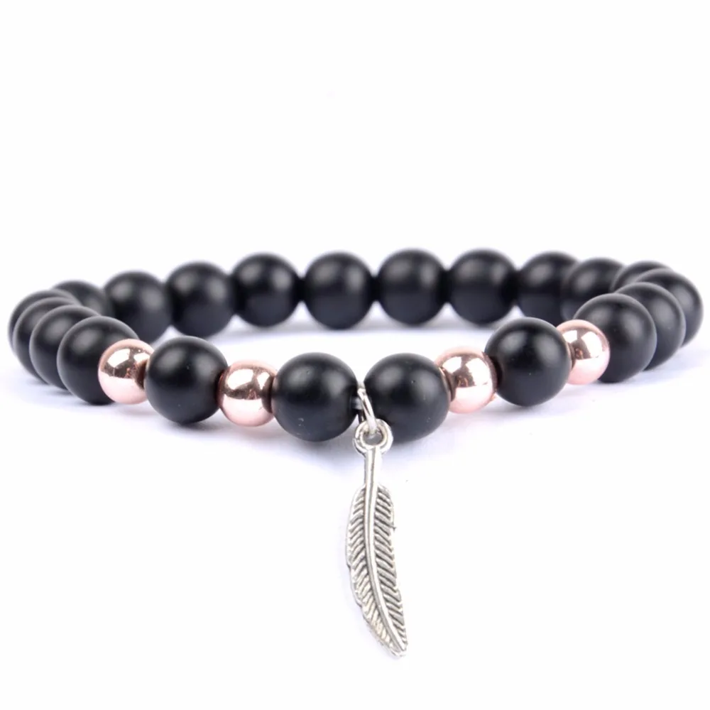 Браслет с бусинами в стиле бохо для мужчин и женщин ювелирное изделие из черного