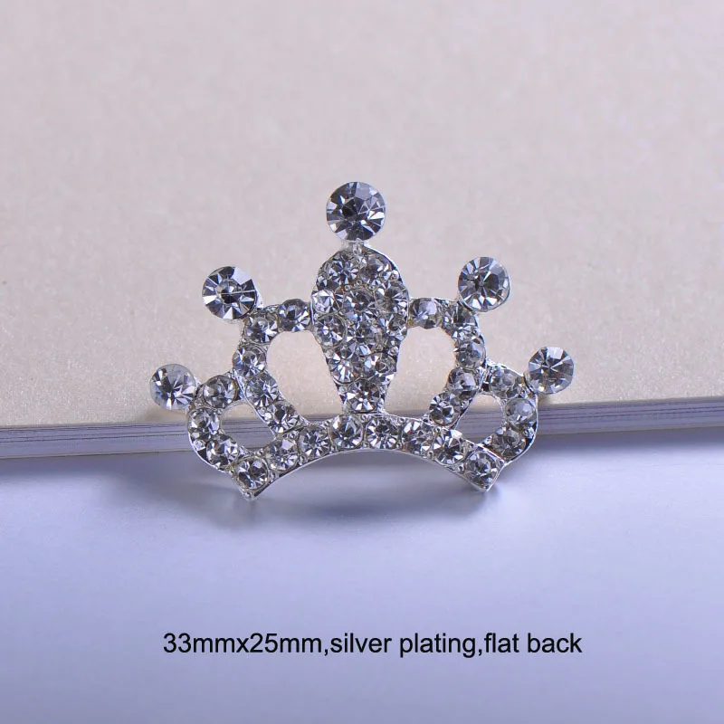 J0294) 33 мм x 25 мм Кнопка короны, плоская задняя сторона, серебристый цвет, 5 цветов на выбор, 100 шт./партия