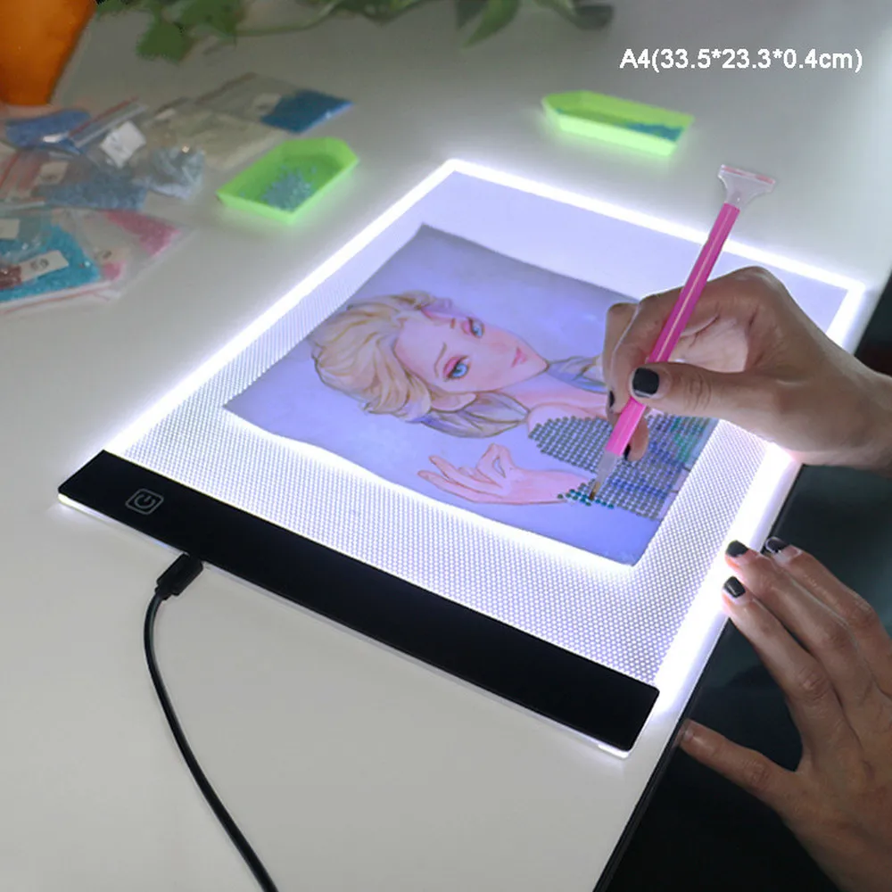 A4 светодиодный свет Tablet написания картины планшет алмаз для алмазной вышивки