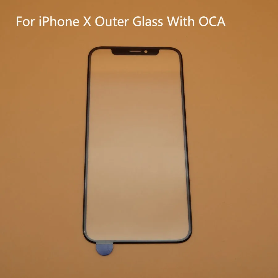 Переднее Сенсорное стекло для ЖК-экрана с клейким слоем OCA iPhone X внешнее + пленка oca