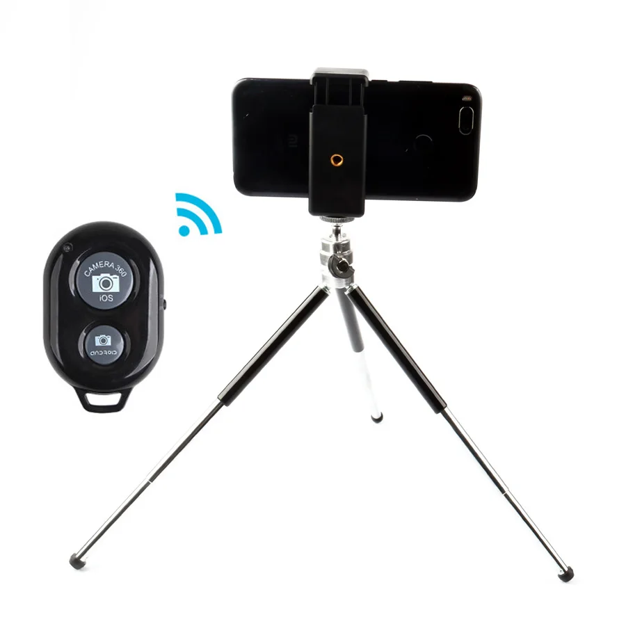 Металл мини штатив с держатель телефона Bluetooth пульт дистанционного управления