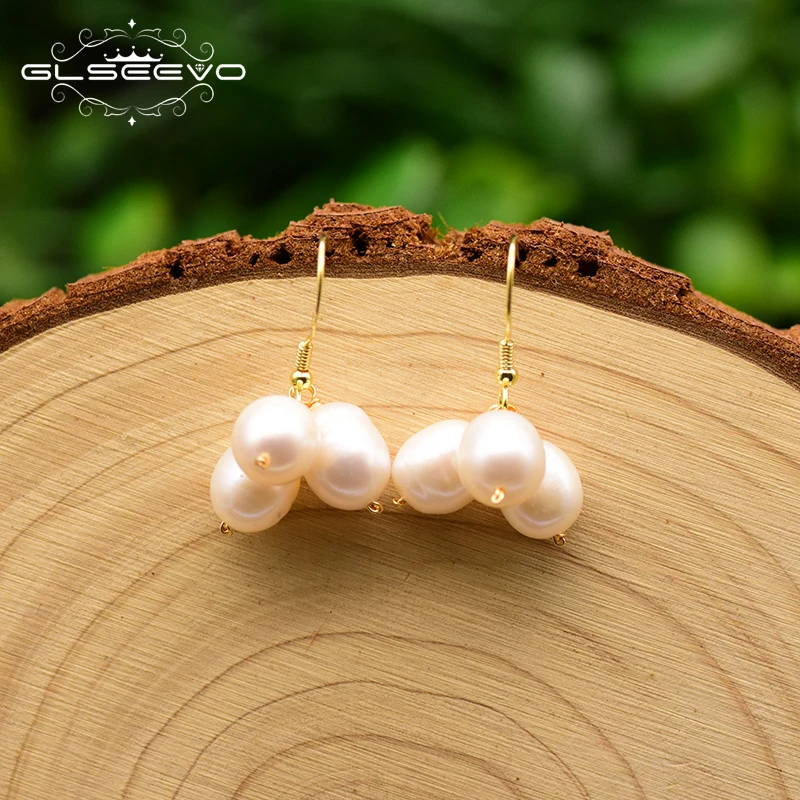 Женские серьги-капельки GLSEEVO из натурального пресноводного жемчуга