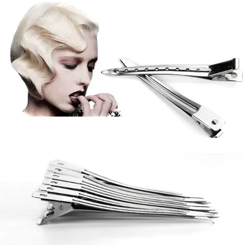 

12Pcs Stainless Steel Duckbill Mouth Clips Professional Hairdressing Beak Hair Sectioning Crocodile Hairpins Salon Dying 8.5cm