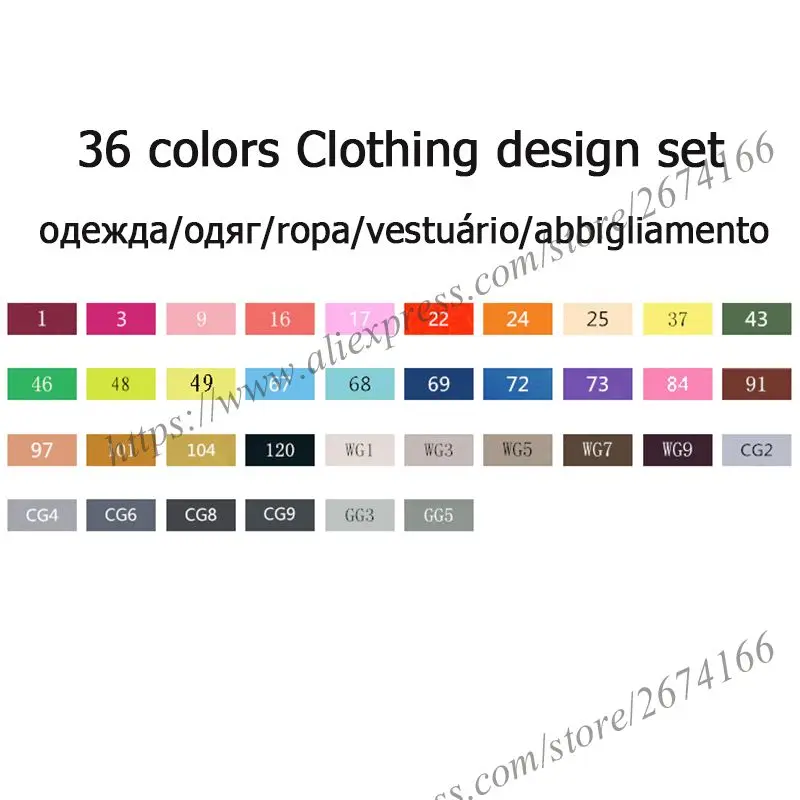 36 Color Clothing TouchFIVE двойные кончики художественный эскиз двойные маркеры 36 48 72 80 168 цветов на спиртовой основе чернильные маркеры для студентов и дизайнеров - Цвет: 36 Color Clothing
