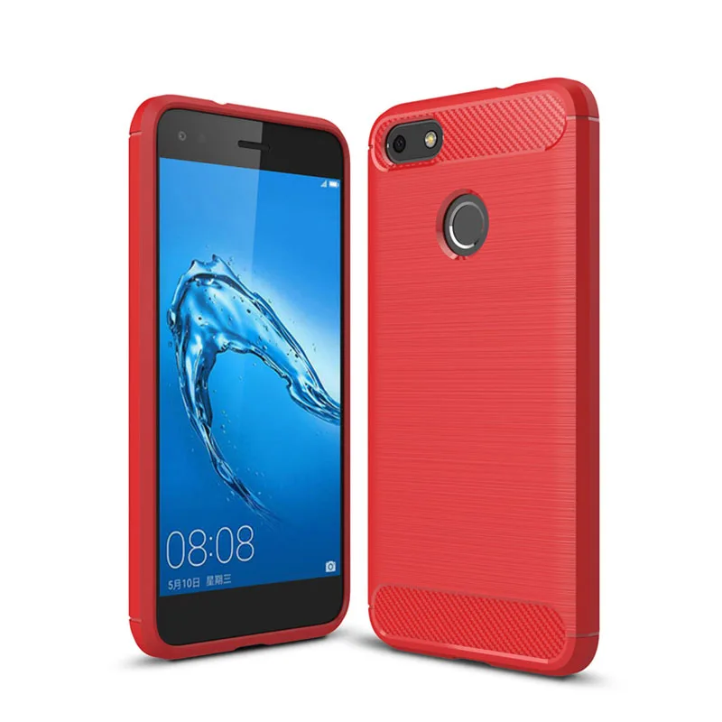 Чехол для телефона из углеродного волокна для huawei Nova Lite, мягкий силиконовый чехол для huawei Nova Lite SLA-L22 SLA-L02 - Цвет: Красный