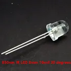 Инфракрасный светодиодный Диод 10 шт.лот 30 градусов 8 мм 850 нм для камеры наблюдения, чип 10 мил