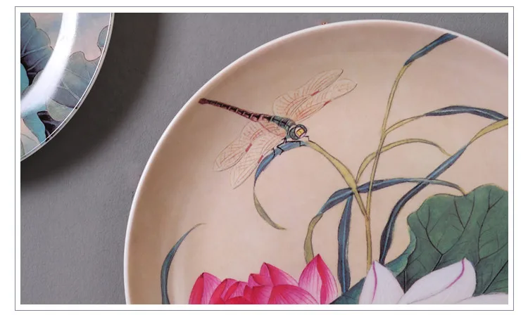 Lotus ceramics декоративные тарелки настенные украшения китайская Декоративная посуда ремесла домашний ТВ фон настенные Подвески