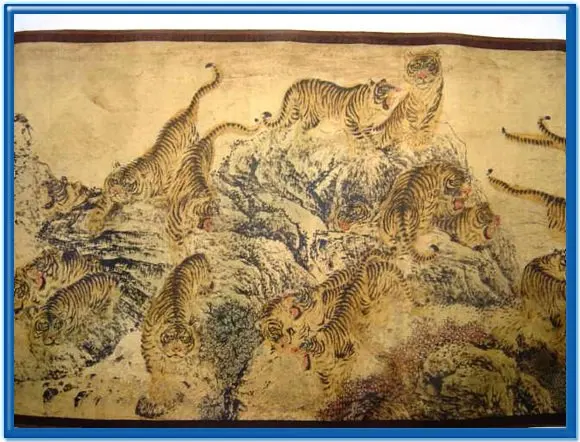 Chinese Qing Dyansty Scroll Painting one hundred Tigers 400cm long | &amp Calligraphy