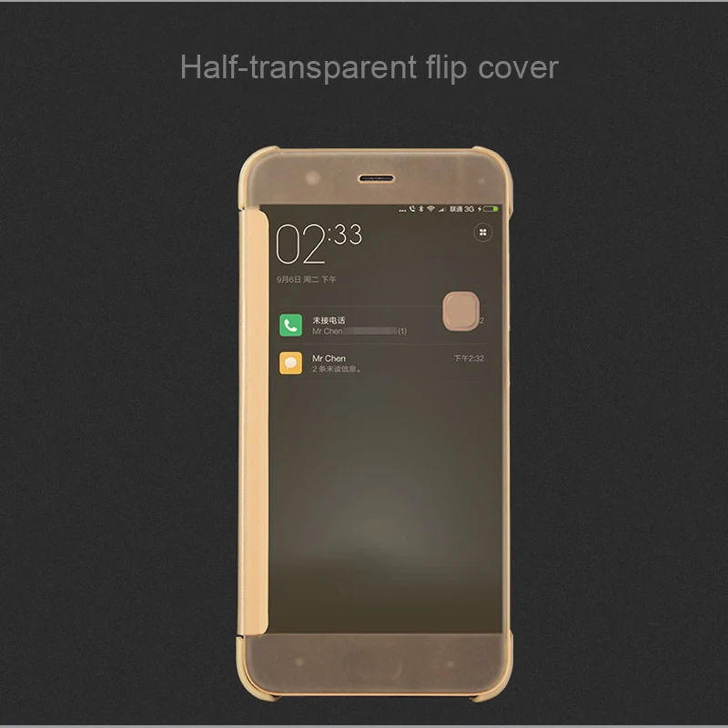 Кожаный чехол CAPSSICUM Mi6 для Xiaomi Mi 6 полупрозрачный флип с окошком экрана