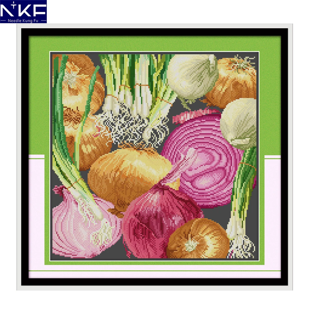 

NKF Onion Cross Stitch Kits Embroidery Needlework Set 11CT 14CT DIY Handmade Chinese Cross Stitch Pattern for Home Decoration