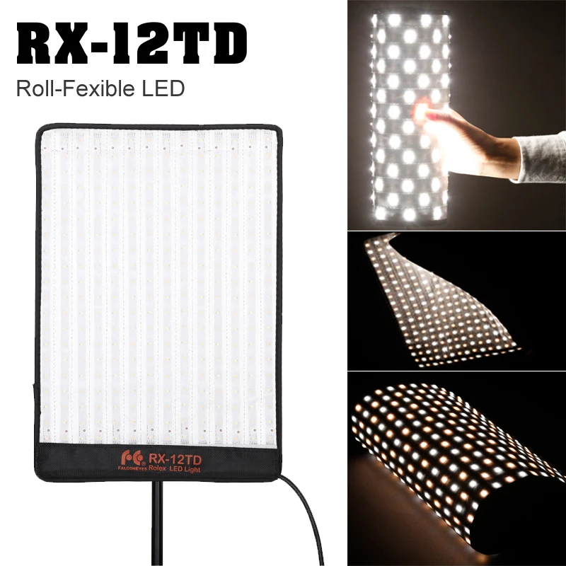 Falcon Eyes 50W Photo светильник Waterproof Portable LED Photo светильник 280pcs Flexible LED Photo Panel светильник Mat Lamp RX-12TD