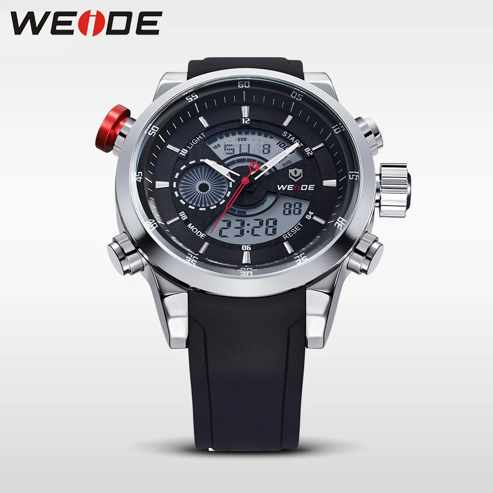 WEIDE военные мужские спортивные часы с кожаным ремешком и будильником наручные