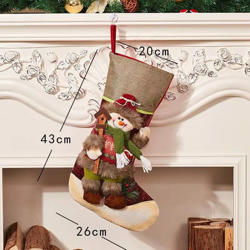 Lovely Snowman Большое разнообразие милых рождественских чулок декоративные носки Санта Клауса Подарочный пакет для детей - Цвет: Lovely Snowman