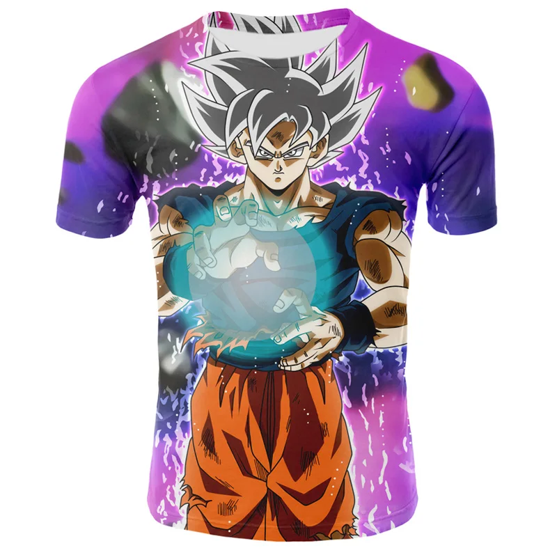 Футболка Dragon Ball Z мужская домашняя кофта с круглым горлом Super Saiyan Fight Goku Повседневная модная футболка Летняя футболка с 3D принтом Топ