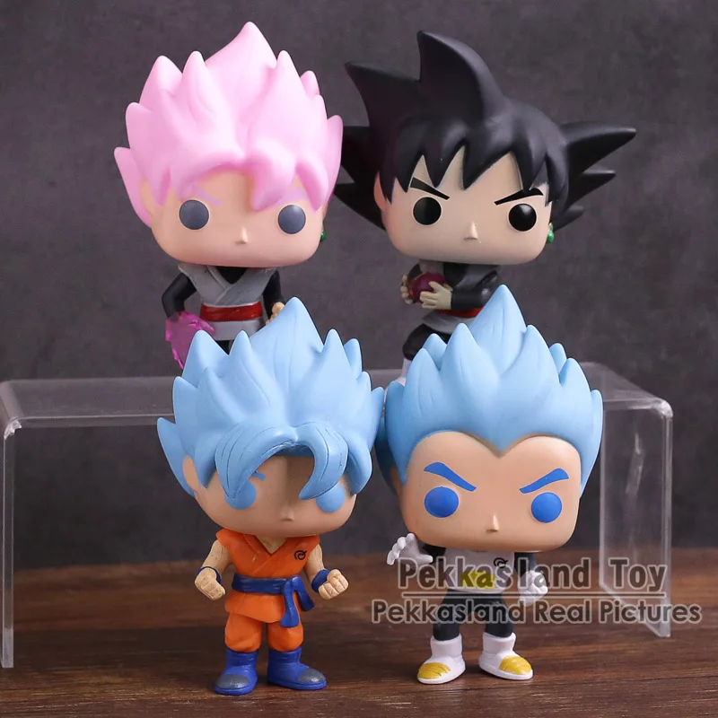 Dragon Ball Z Супер Saiyan Бог сын Гоку/Вегета/Роза Гоку черный большая голова куклы винил цифры игрушки 4 шт./компл