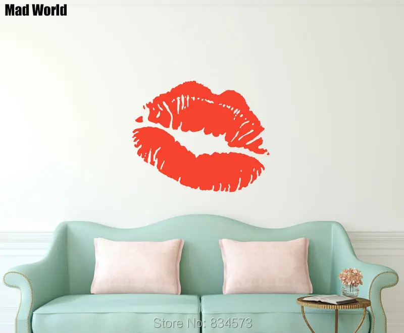 Безумный мир женщина сексуальная Kissing Lips силуэт стены Книги по искусству