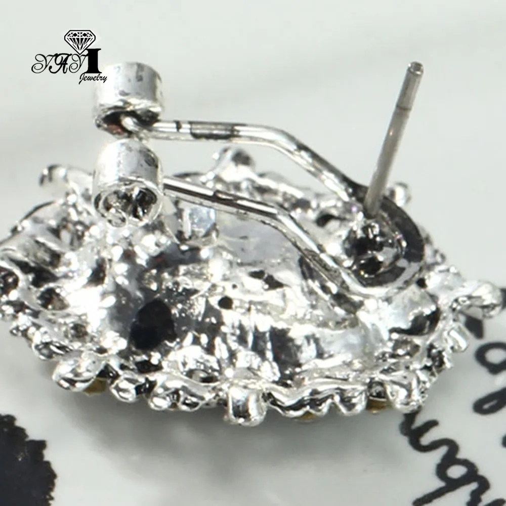 Яи Jewelry Новый черный стекло Серый Rhinestone мотаться Кристалл серьги Женская мода