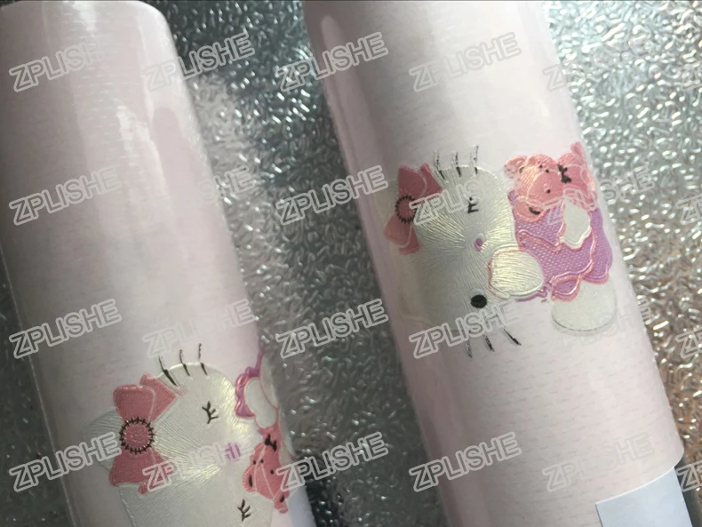 Милые обои для детской комнаты hello kitty, 3d обои для детской комнаты с милым мультяшным котом для маленькой девочки, обои для спальни, розовые синие обои Qz039