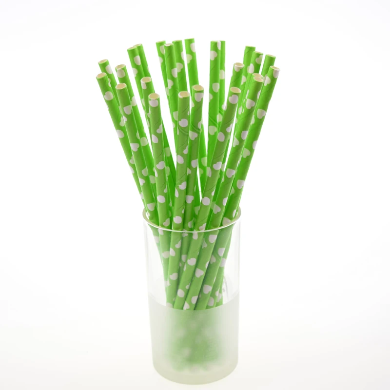 50 шт./лот бумажные соломинки с узором в виде сердца для детей на день рождения