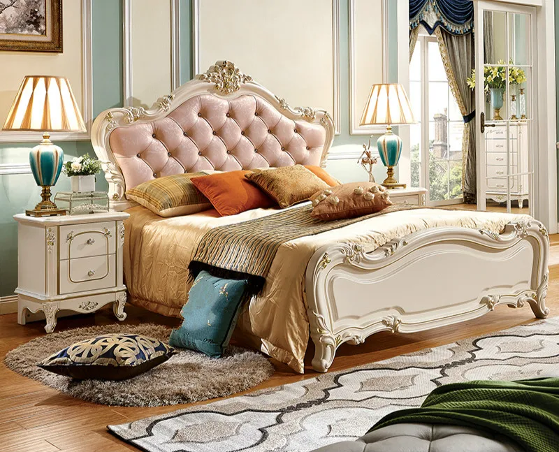 Роскошная кожаная кровать 1 5 м в европейском и американском стиле односпальная