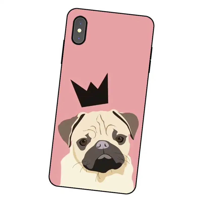 P173 Pug Black Silicone Case Cover For Apple iPhone 11 Pro XR XS Max X 8 7 6 6S Plus 5 5S SE |