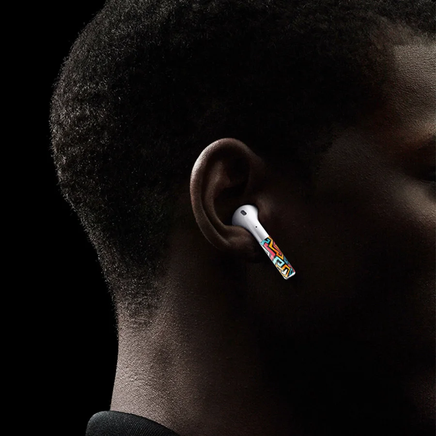 Защитный чехол для Apple Airpods Air Pods + Защитная Наклейка против потери элегантный