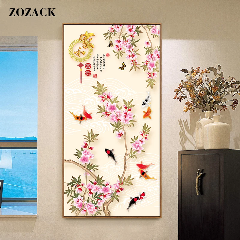 

Vertical version of the wealth of plum blossoms printed counted chinese cross stitch kits embroidery needlework sets Home Decor