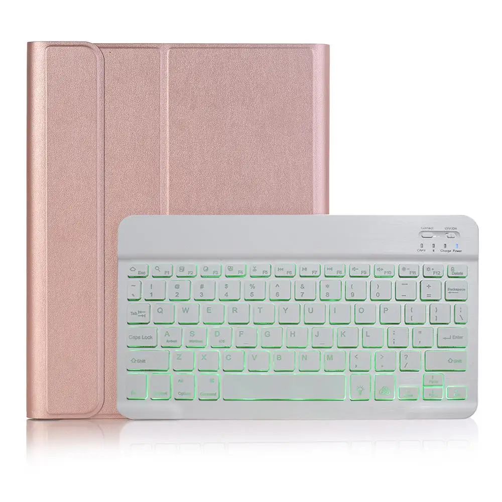 Bluetooth-клавиатура с подсветкой Чехол для iPad 9,7 чехол с карандашом для iPad Air 1 2 5th 6th Generation Pro 9,7 чехол - Цвет: Rose Gold with White