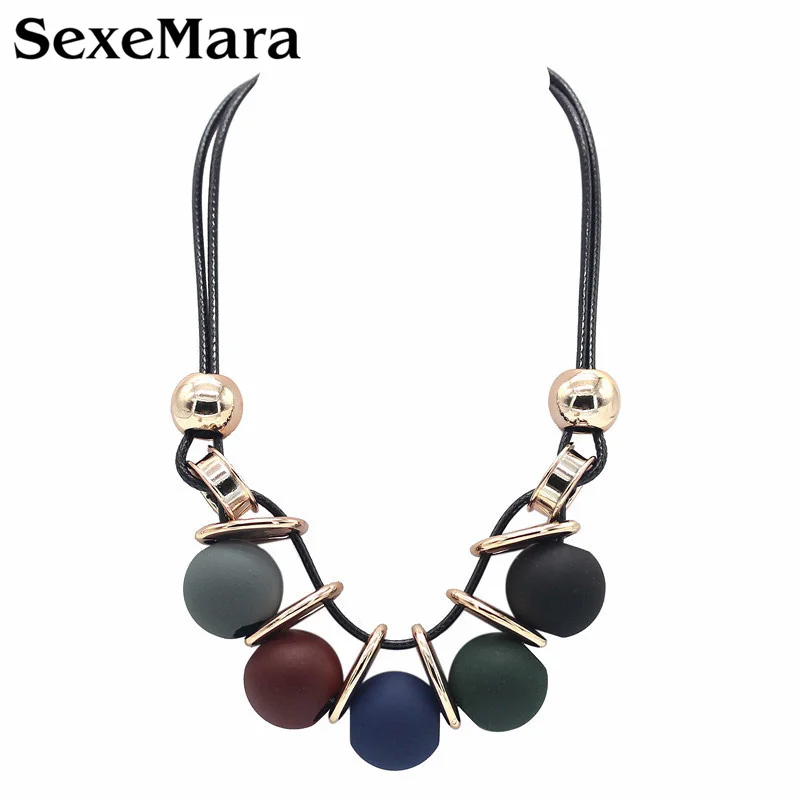 SexeMara новинка гипербола цепочка модная сплав геометрический круг кожа веревка