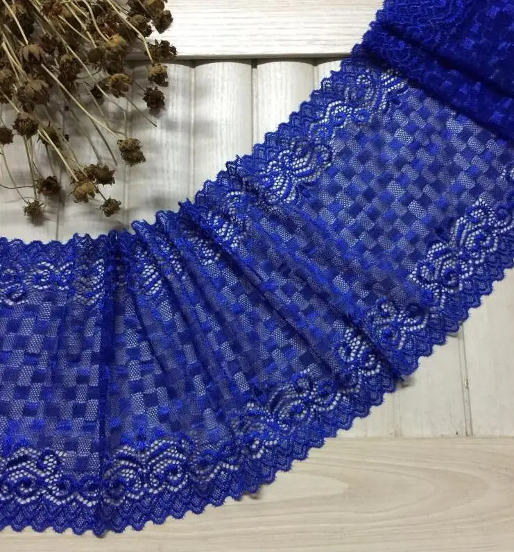 1 метр нейлон спандекс роскошные королевские синие кружевные эластичные обрезки