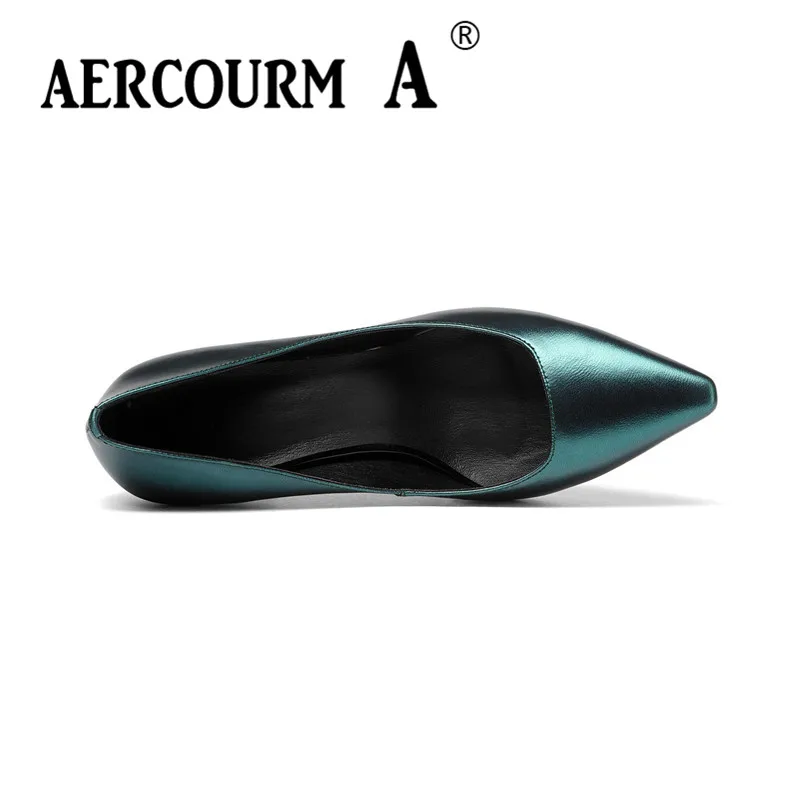 зеленый натуральной кожи Aercourm A 2018 г. Для женщин шелковой поверхностью обувь