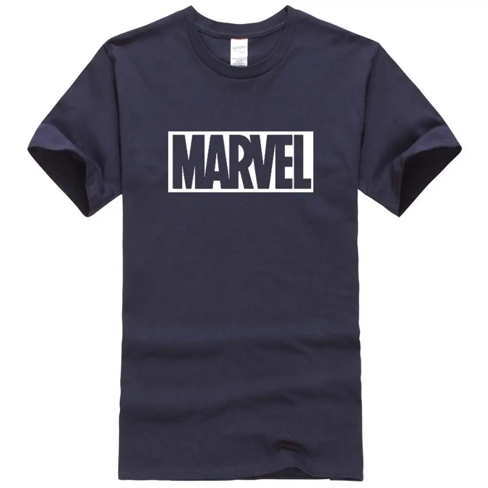 Navy blue white Новая модная футболка "Марвел", мужская хлопковая Повседневная футболка с короткими рукавами, мужские футболки marvel, мужские топы, футболки - Цвет: Navy blue white