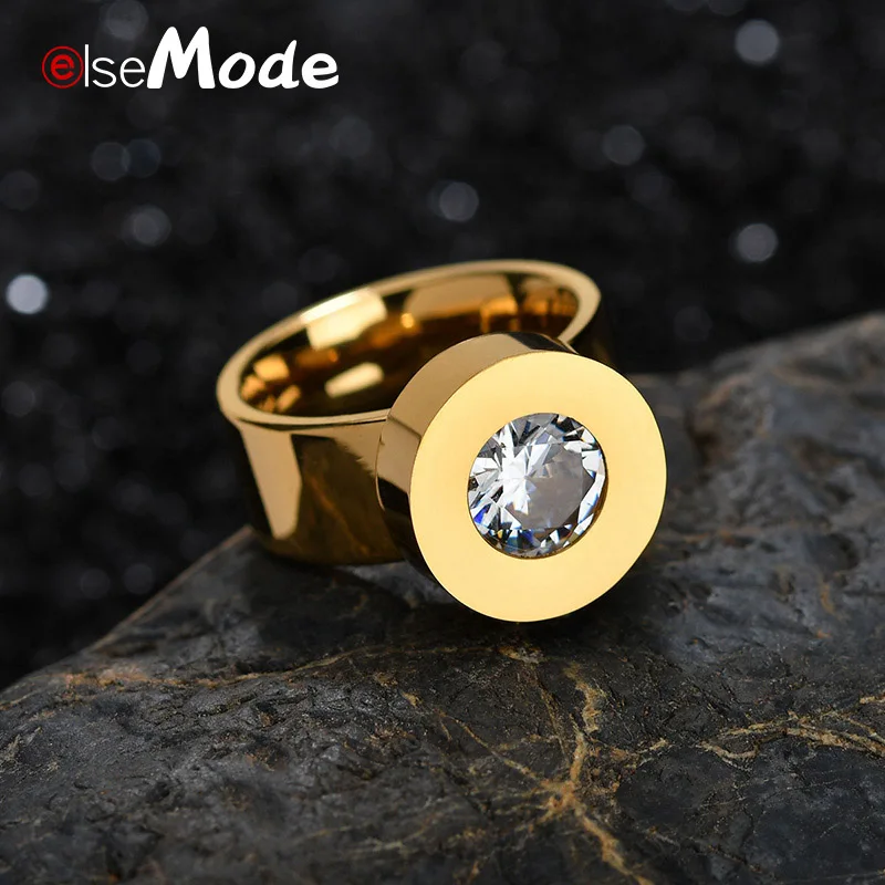 ELSEMODE модный известный бренд 1 кольцо+ 4 шт. CZ камень DIY серебро розовое золото цвет 316L нержавеющая сталь для женщин Девушка мать подарок - Цвет основного камня: Smooth