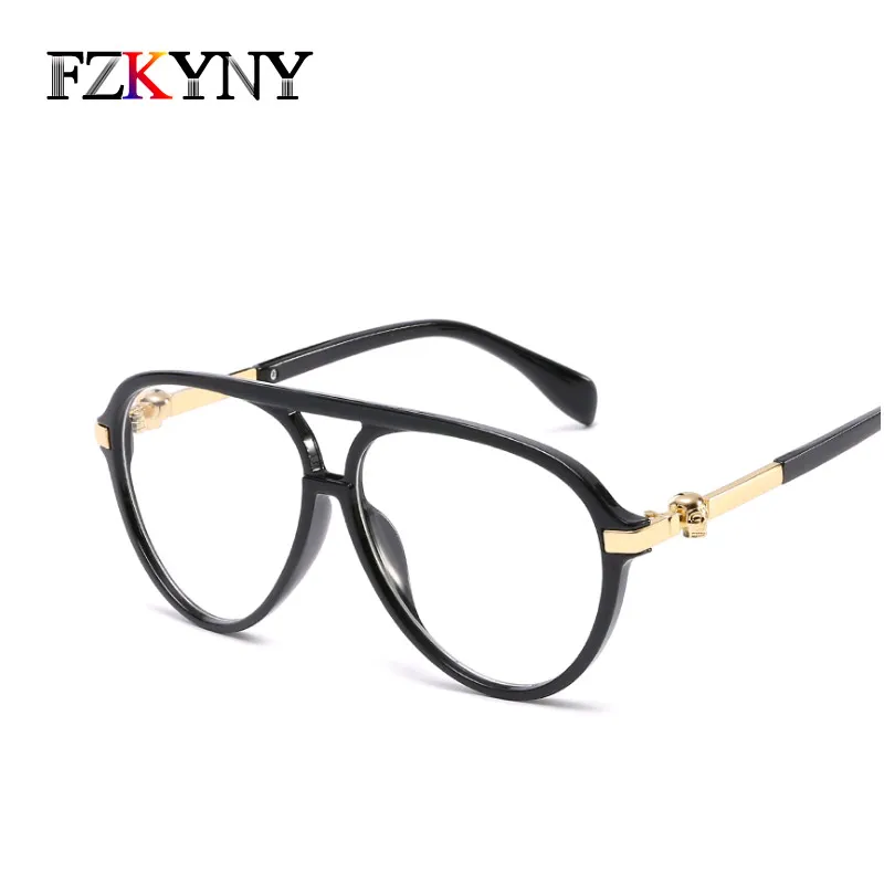 

FZKYNY Ladies Fashion Pilot Sunglasses Luxury Brand Designer Women Vintage Skull Frame Metal Temple Gold Glasses UV400 Eyewear