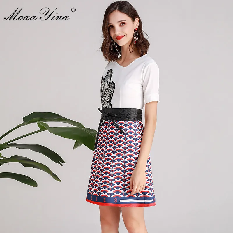 MoaaYina модное дизайнерское подиумное платье весна лето женское короткий рукав