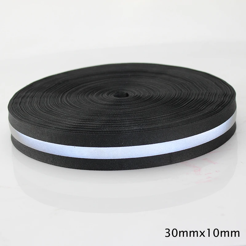 

30mm*10mm*100m Black Reflective Fabric Tape Strip Edging Braid Trim Reflective Webbing Ribbon Sew On Clothes