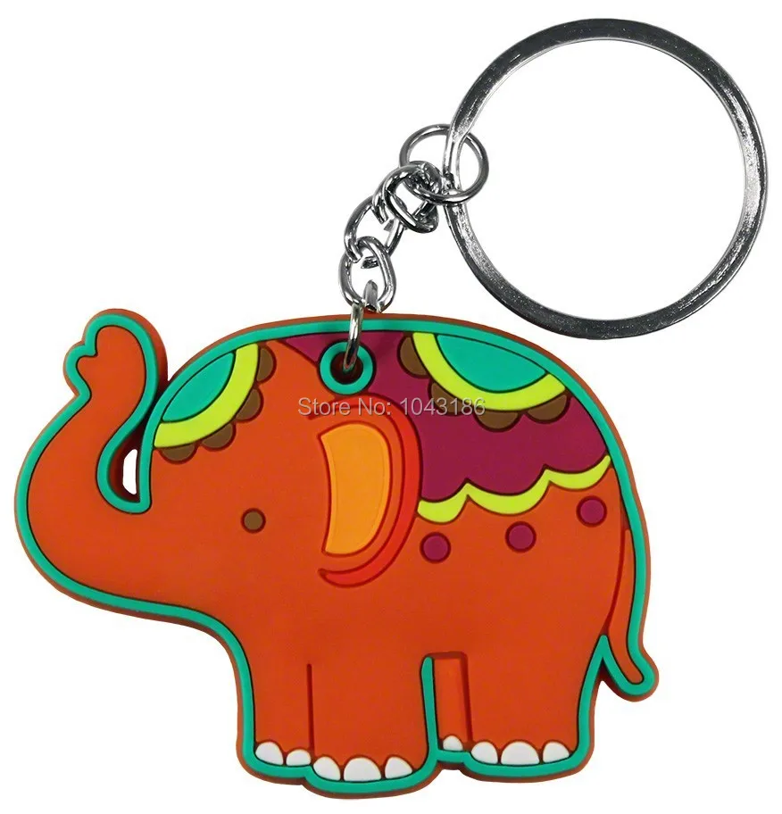 wedding favor gift 80pcs/lot Lucky Elephant Design Rubber Keychain Ring Baby Shower Favors and Gift Key Chain | Дом и сад