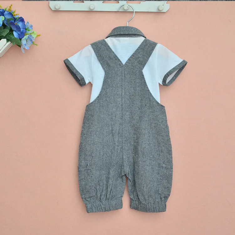 Retail Fashion 2020 Summer baby boy set Gentleman Clothes Baby Suits Kids T Shirt + Overalls Children suit Clothing Set |